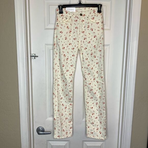 H&M Slim Fit Cropped Leg High Rise Floral Jeans Size 4 - Picture 2 of 6